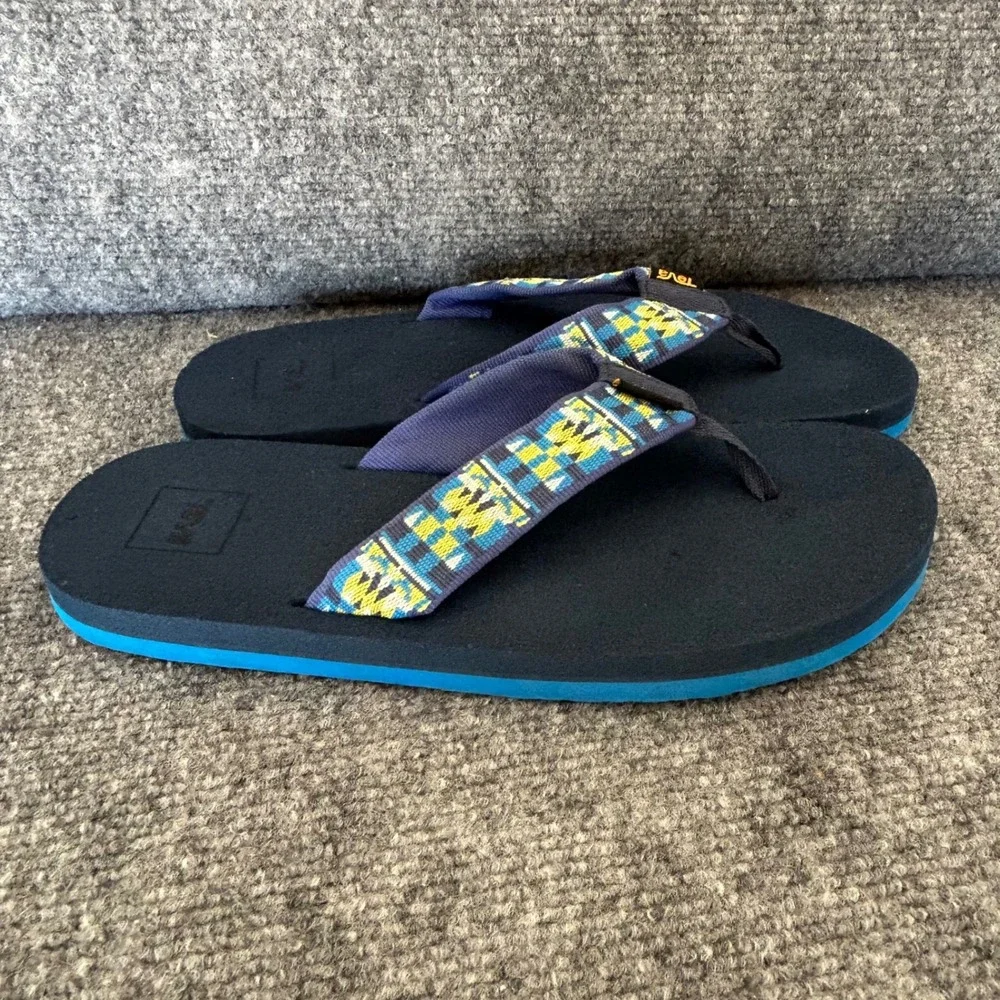 Teva Mush II Navy Blue Geometric Pattern Flip Flop Sandals 1093656Y Mens 6